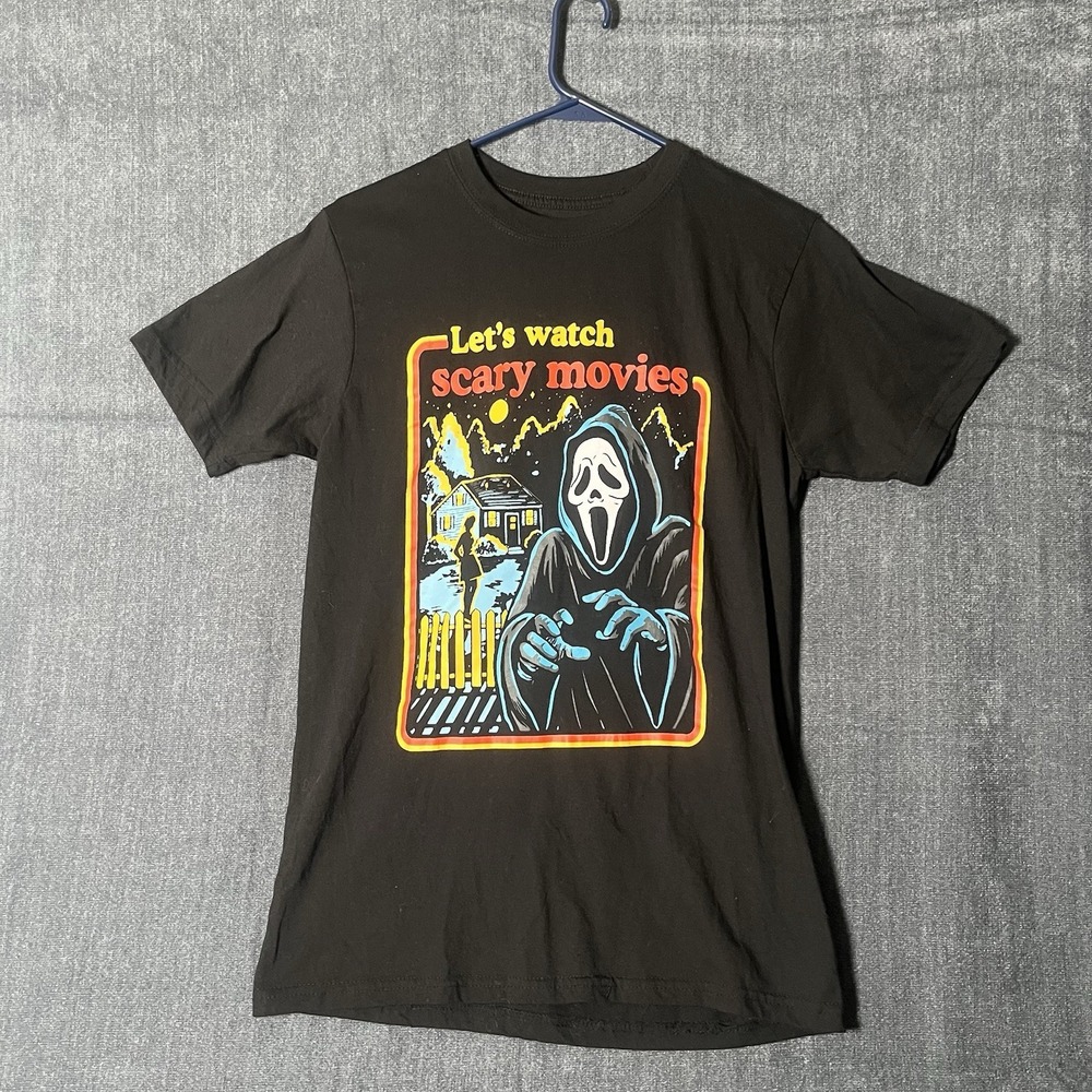 Scream Ghost Face Men's T Shirt Let's Watch Scary Movies Horror Size Small